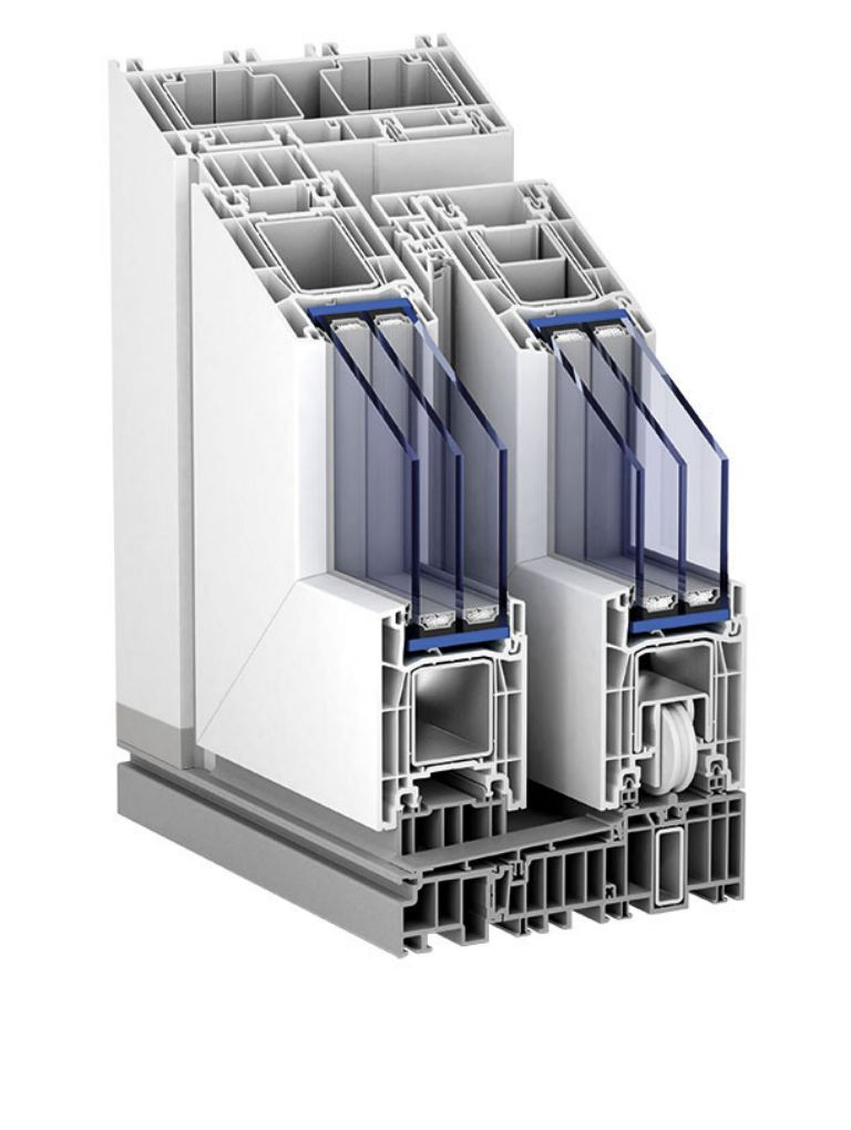 porte coulissante en PVC Kömmerling Premidoor 76