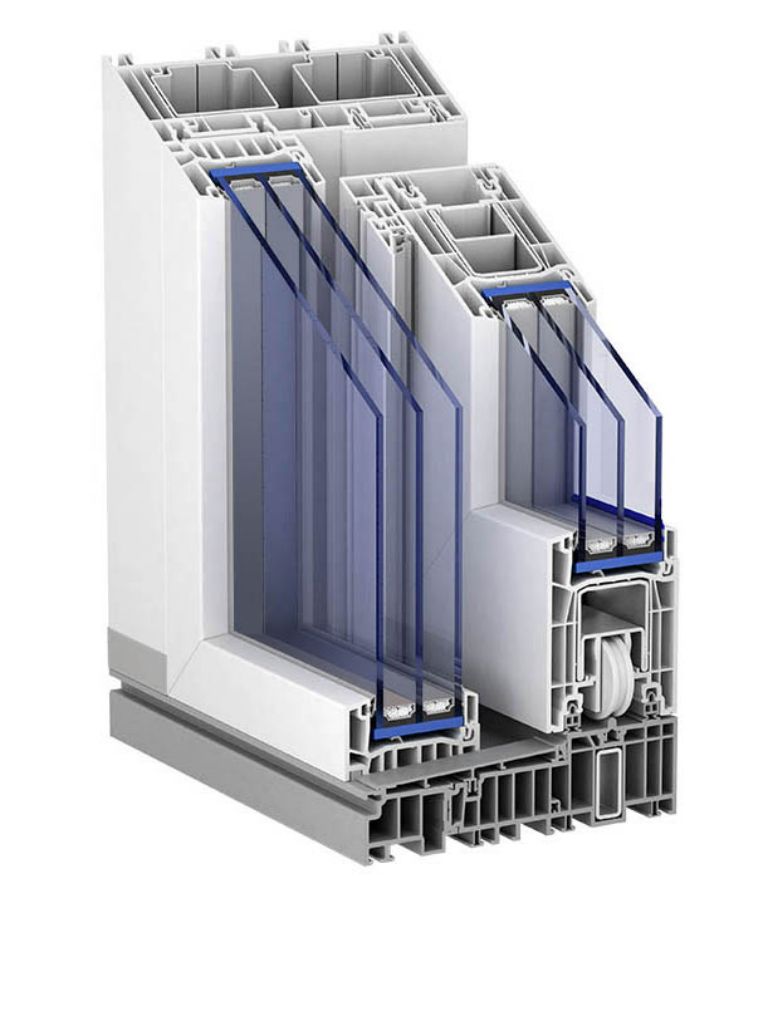 porte coulissante en PVC Kömmerling Premidoor 76 LUX
